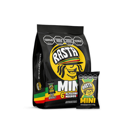 ALFAJOR RASTA MINI NEGRO PACK X6 UNIDADES  (llevando 3 o mas y pago en efec